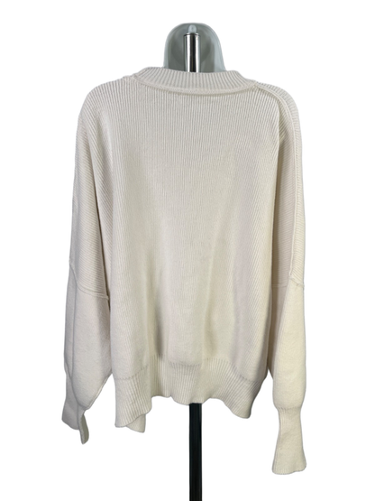 Free People Women's White Easy Street Oversized Long Sleeve Tunic Sweater - M image 2