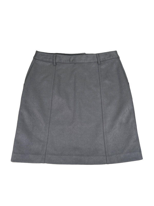 White House Black Market Women's Gray Faux Suede Pencil Mini Skirt - 2 image 2