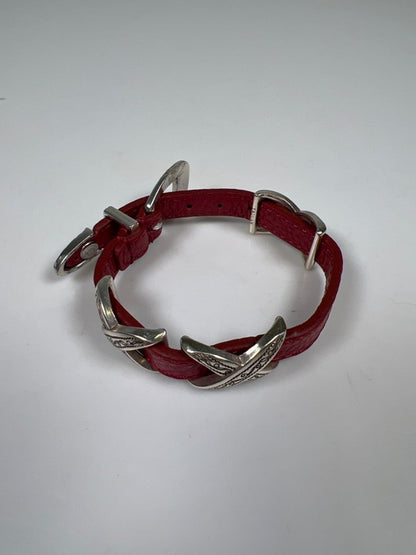 Brighton Women's Red Leather Kriss Kross Etched Bandit 9in Bracelet image 2