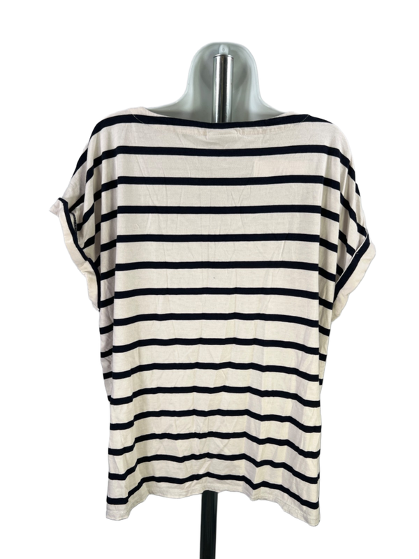 J Jill Women's White/Blue Striped Short Cuff Sleeve Blouse - XL image 2