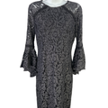 Calvin Klein Women's Blue Lace Lined Elbow Bell Sleeve Midi Dress - 4