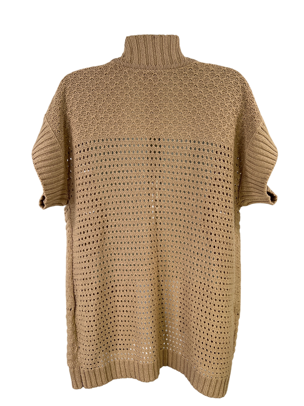 Coldwater Creek Women's Beige Open Knit Short Sleeve Sweater - L image 2