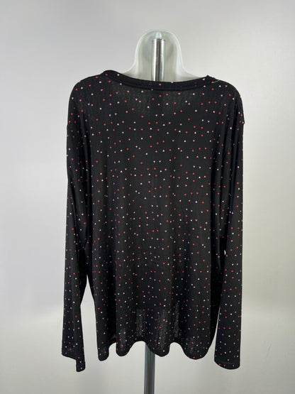 Croft & Barrow Women's Black Sleepwear Heart Button Up Long Sleeve Shirt - 2X image 2