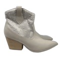 MIA Women's White/Cream Pearl Studded Ankle Western Boots - 7.5