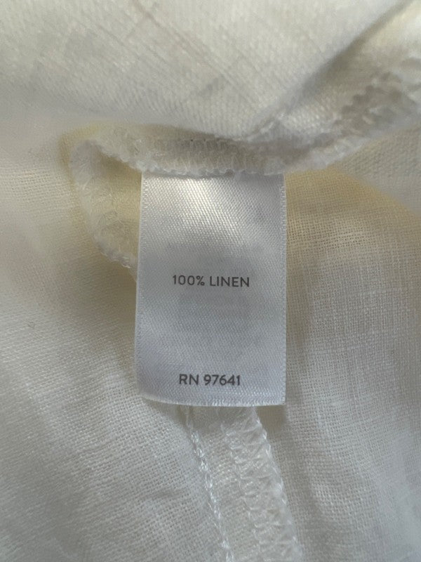 J Jill PureJill Women's White Linen Open Front Elbow Sleeve Duster - M image 4