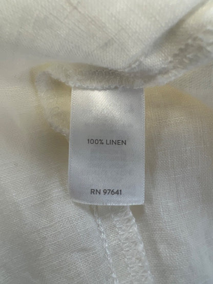 J Jill PureJill Women's White Linen Open Front Elbow Sleeve Duster - M image 4