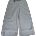 Banana Republic Women's Blue Herringbone Blake Belted Wide Leg Ankle Pants - 6
