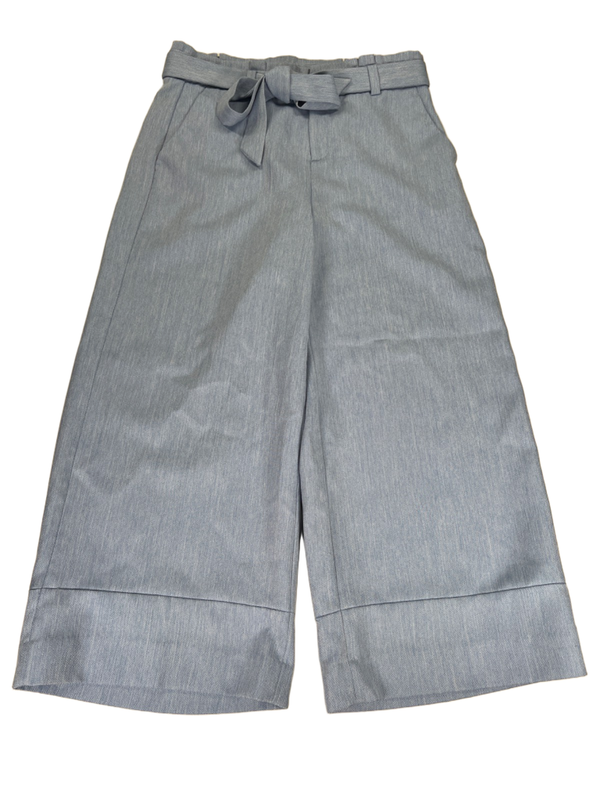 Banana Republic Women's Blue Herringbone Blake Belted Wide Leg Ankle Pants - 6