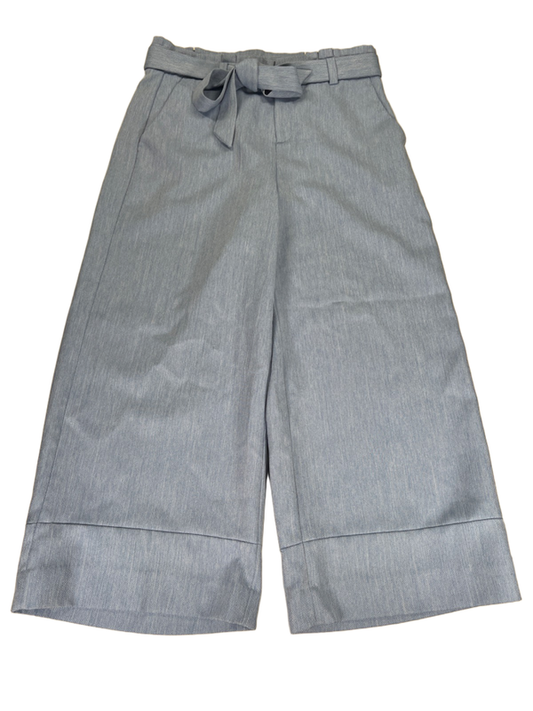 Banana Republic Women's Blue Herringbone Blake Belted Wide Leg Ankle Pants - 6