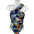 ZARA Women's Multicolor Floral Faux Wrap Asymmetrical One Shoulder Bodysuit - S
