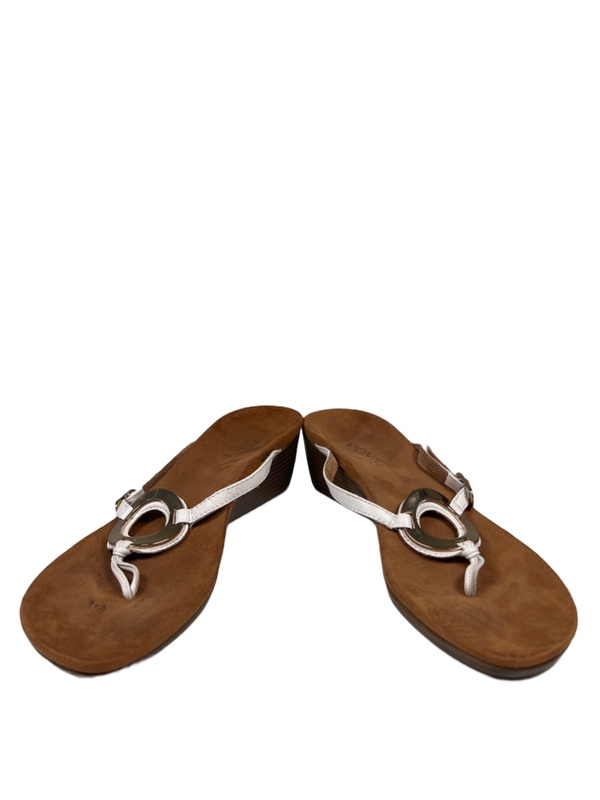 Vionic Women's White/Brown Park Orchid Toe-Post Adjustable Wedge Sandals - 8.5 image 6