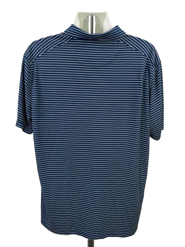 Nike Men's Blue/White Striped Short Sleeve Dri-Fit Athletic Polo - XL image 2