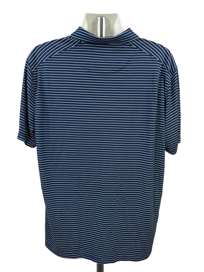 Nike Men's Blue/White Striped Short Sleeve Dri-Fit Athletic Polo - XL image 2