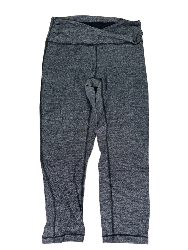 Lululemon Women's Black/Gray Still Mind High Rise Cropped Leggings - 12