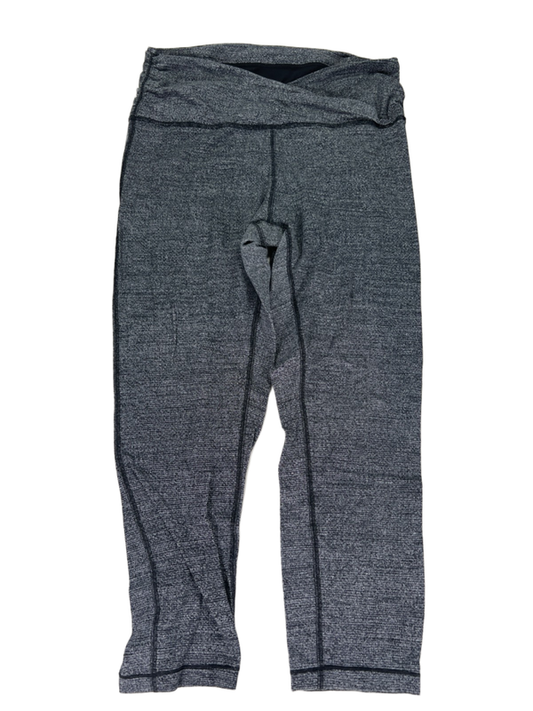 Lululemon Women's Black/Gray Still Mind High Rise Cropped Leggings - 12