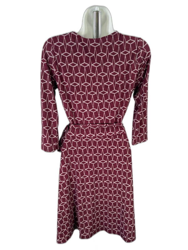 41 Hawthorn Women's Purple Geometric Tie Waist 3/4 Sleeve Mini Dress - S image 2