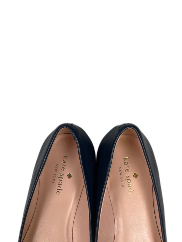 Kate Spade Women's Blue Leather Phoebe Gold Accent Ballet Flats - 7 image 3