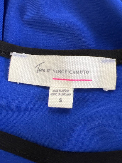 Two By Vince Camuto Women's Blue/Black Split Shoulder Short Sleeve Blouse - S image 3