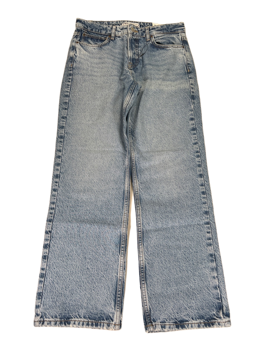 Zara Women's Light Wash Button Fly Straight Leg Mid Rise Ankle Denim Jeans - 4