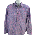Robert Graham Men's Purple Paisley Button Up Flip Cuff Classic Dress Shirt - M