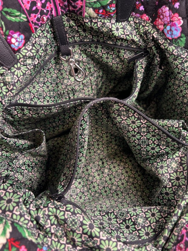 Vera Bradley Women's Black/Pink Winter Berry Change It Up Tote Bag Purse image 7