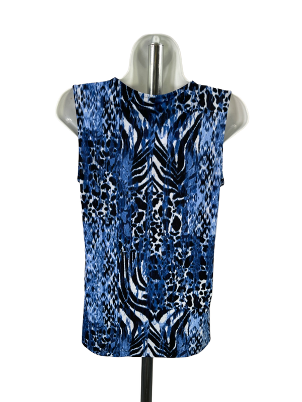 Dana Buchman Women's Blue Sleeveless V-Neck Pleated Front Blouse - S image 2