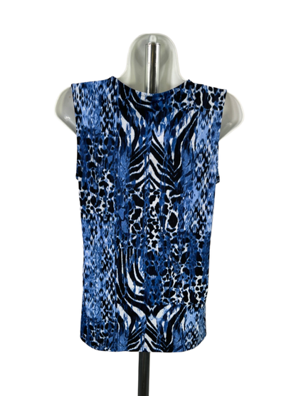 Dana Buchman Women's Blue Sleeveless V-Neck Pleated Front Blouse - S image 2