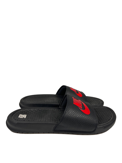 Nike Men's Black/Red Benassi JDI Slide On Sandals - 9