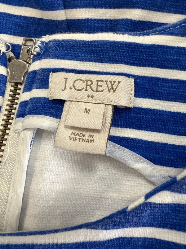 J.Crew Women's Blue/White Striped Sleeveless A-Line Ponte Dress - M image 3