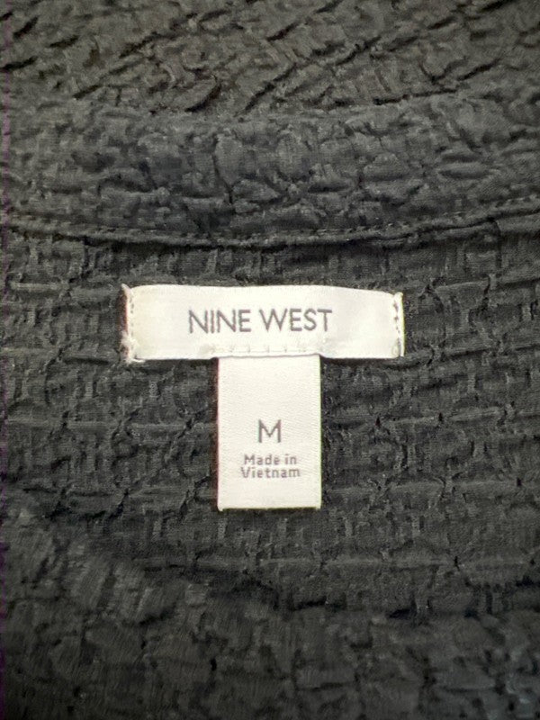 Nine West Women's Black Crinkled Texture High Neck Tank Top - M image 3