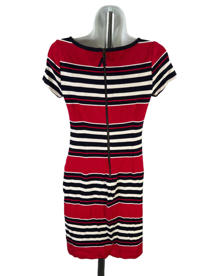 Banana Republic Women's Red Striped Short Sleeve Sheath Dress - 4 image 2