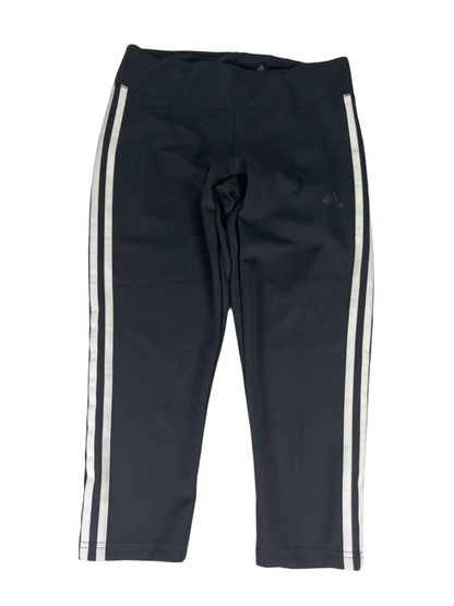 Adidas Women's Black/White Striped Climalite Pull On Cropped Training Tights - M