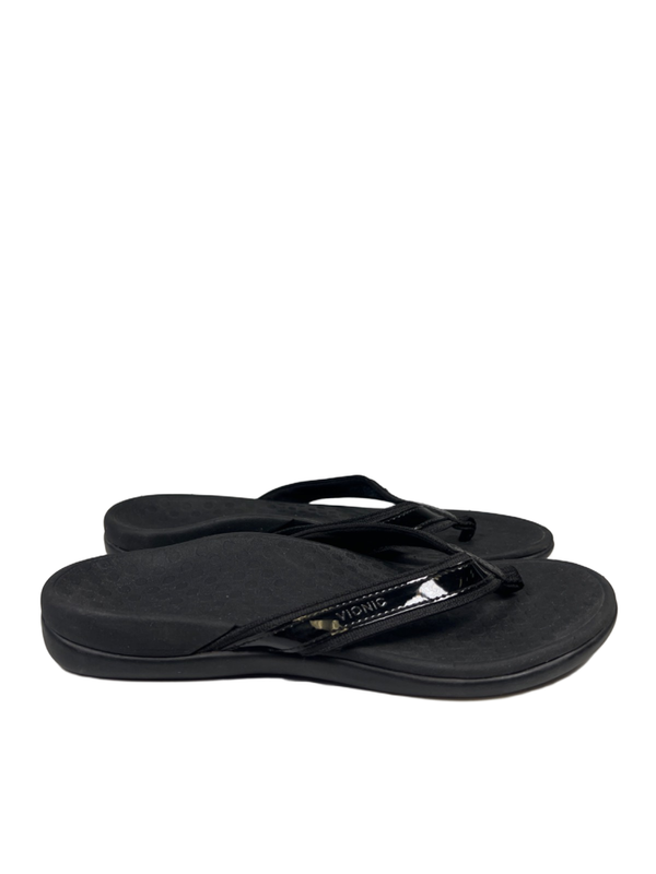 Vionic Women's Black Vionic Tide II Toe Post Orthotic Flip Flop Sandals - 9