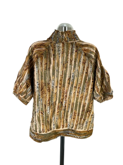 Chico's Women's Beige/Brown Textured 1/2 Sleeve Jacket - 2/US L image 2