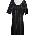 Dressbarn Women's Black/White 1/2 Sleeve Midi Sweater Dress - L