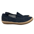 Clarks Collection Women's Blue Peforated Suede Espadrille Slip On Shoes - 8