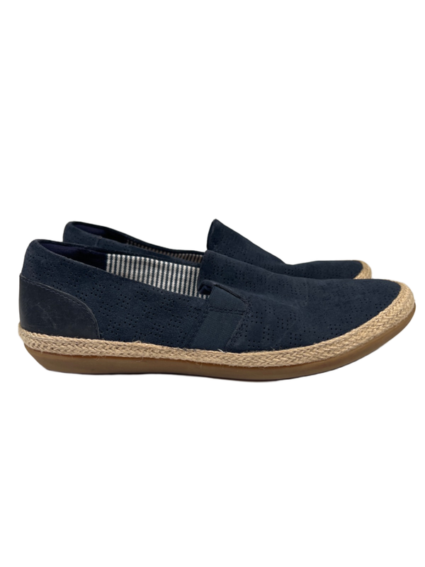 Clarks Collection Women's Blue Peforated Suede Espadrille Slip On Shoes - 8