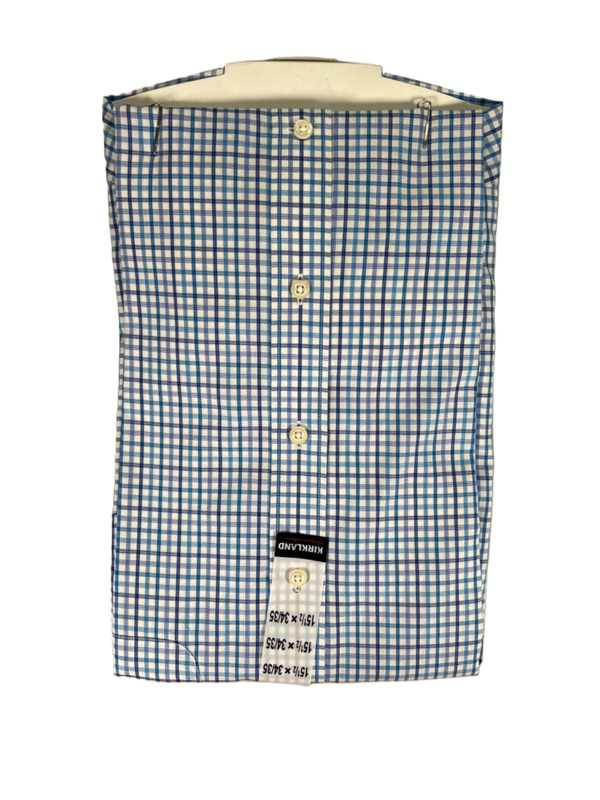 Kirkland Signature Men's Blue Traditional Fit Long Sleeve Button Up Shirt - 15.5 image 2