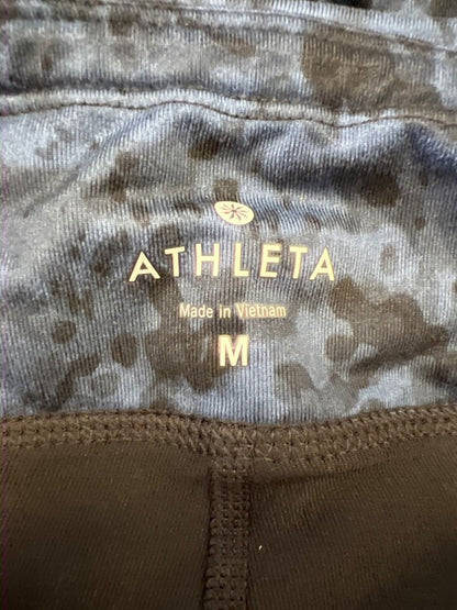 Athleta Women's Black/Blue 2 in 1 Mesh Leg Skirted Leggings - M image 3