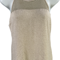 White House Black Market Women’s Ivory/Beige Metallic Tank Top - S
