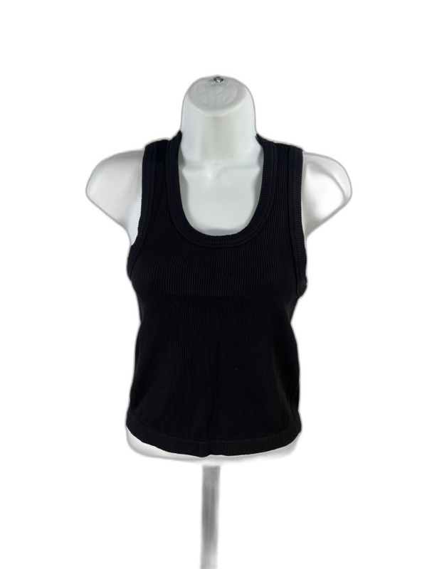 Old Navy Women's Black Ribbed High Neck Seamless Cropped Tank Top - L
