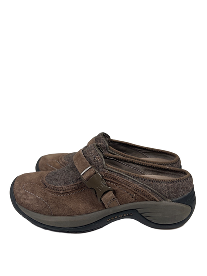 Merrell Women's Gray/Taupe Ortholite Encore SIdestep Slide On Mules - 7 image 5