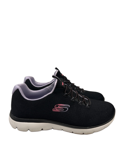 Skechers Women's Black/Purple Summits Radiant Flow Slip On Sneakers - 7.5 Wide
