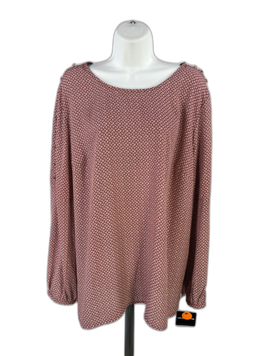 Liz Claiborne Career Women's Red Long Sleeve Woven Blouse - XXL