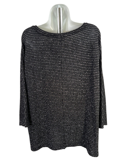 Chico's Women's Black Metallic 3/4 Sleeve Sweater - 3/US XL image 2