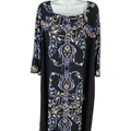 Roz & Ali Women's Black/Blue Paisley 3/4 Sleeve Midi Dress - 2X