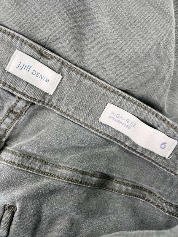J Jill Women's Green High Rise Straight Leg Patch Pocket Cuffed Denim Jeans - 6 image 3