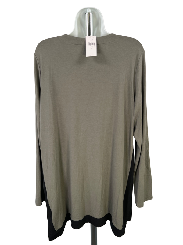J.Jill Wearever Collection Women's Green/Black V-Neck Long Sleeve Shirt - L image 2