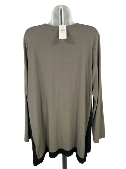 J.Jill Wearever Collection Women's Green/Black V-Neck Long Sleeve Shirt - L image 2