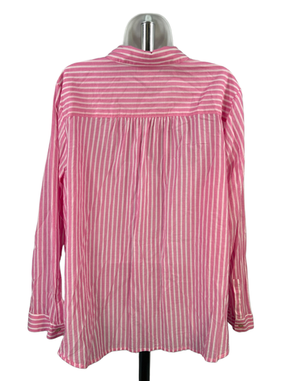 J.Jill Women's Pink Striped Lightweight Long Sleeve Button Up Shirt - XL image 2